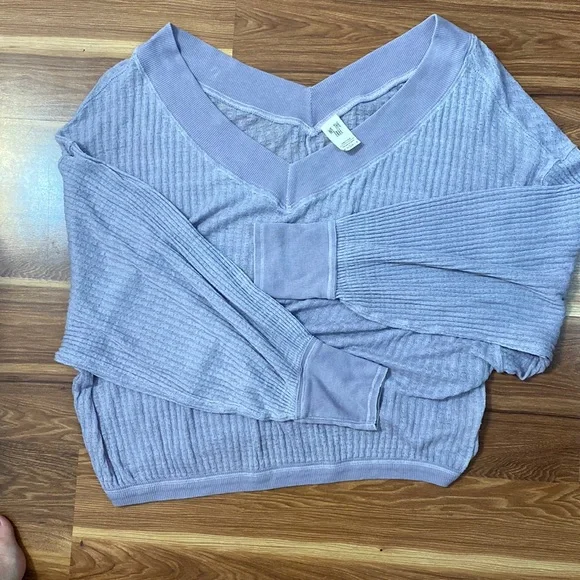 FREE PEOPLE Southside Thermal Pullover Top Lilac
